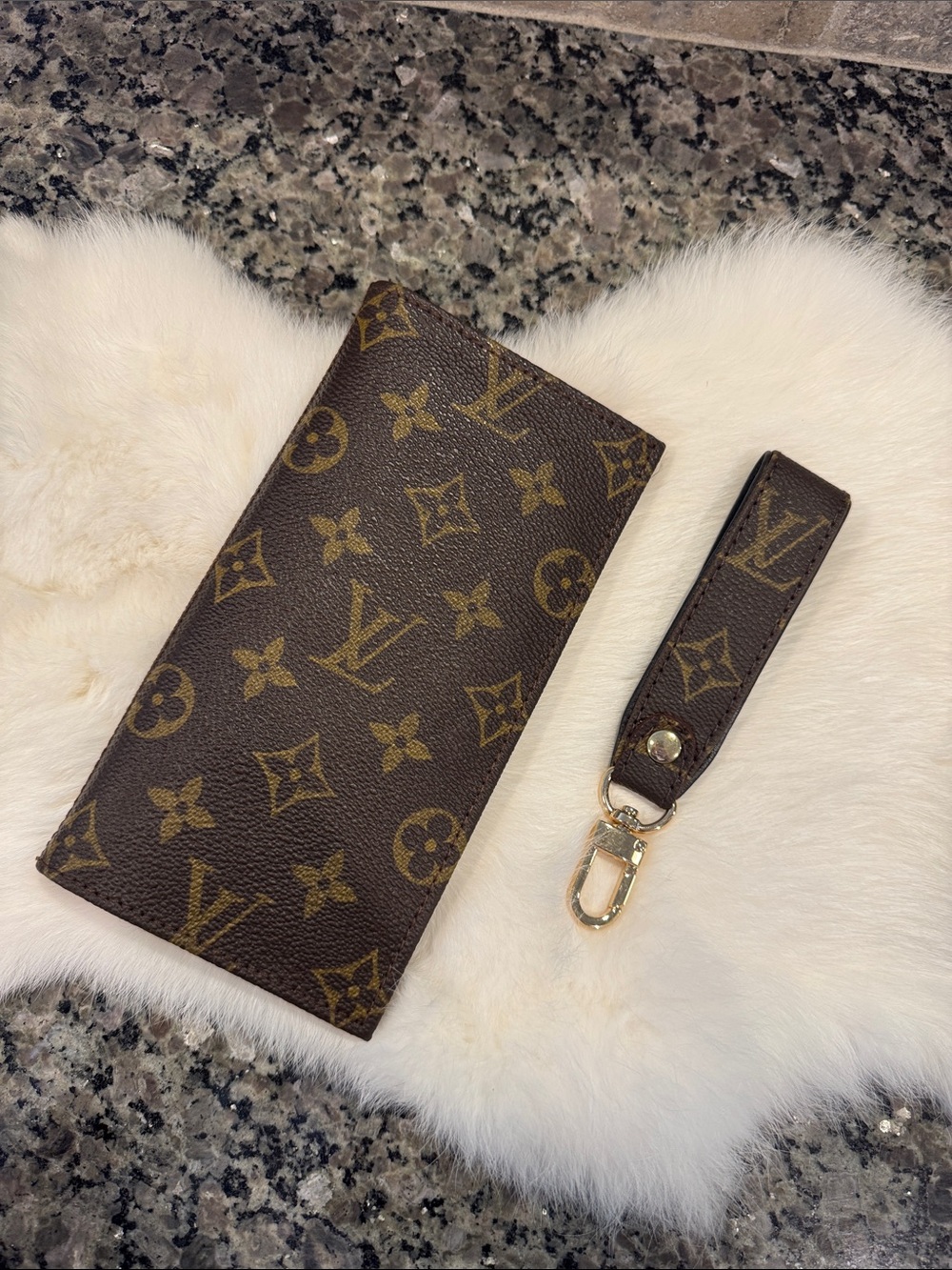 Louis Vuitton Monogram Canvas Brown and Gold Wallet with Key Fob